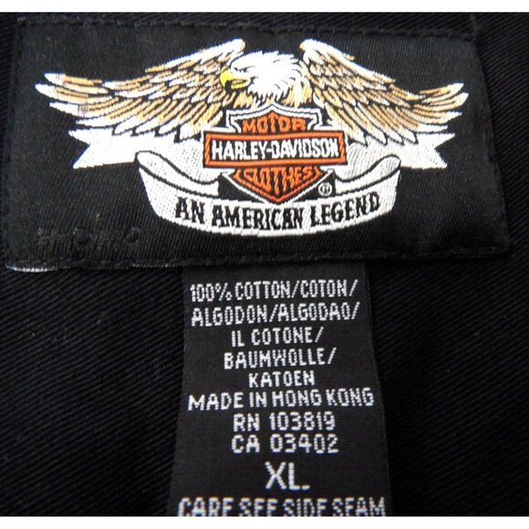 Harley Davidson Men's Black Dress Shirt XL 100% Cotton preowned - Picture 4 of 4